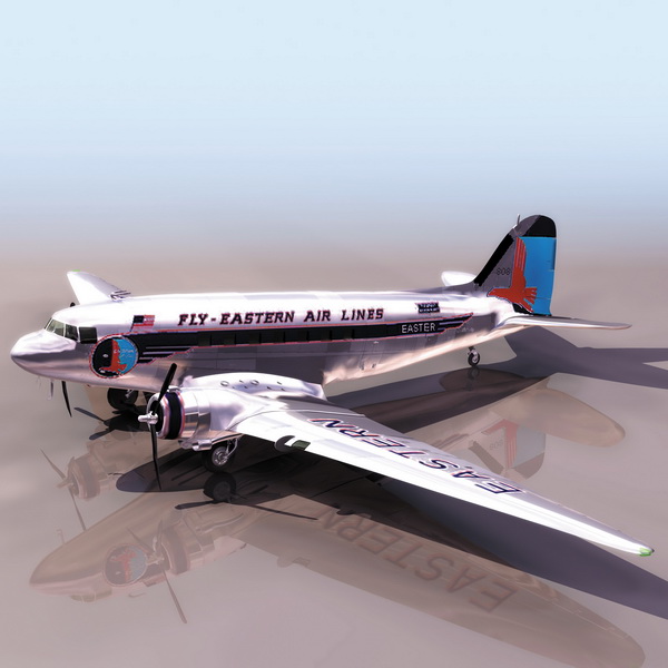 Douglas DC-3 airliner 3d rendering