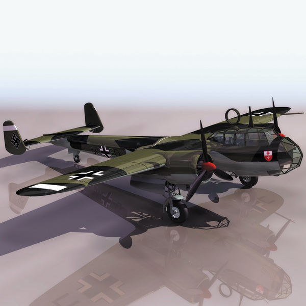 German Dornier Do17 fighter aircraft 3d rendering