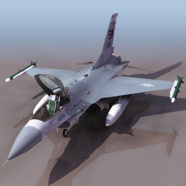 F-16 multirole fighter aircraft 3d rendering