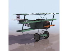 Fokker Dr.I fighter aircraft 3d model preview