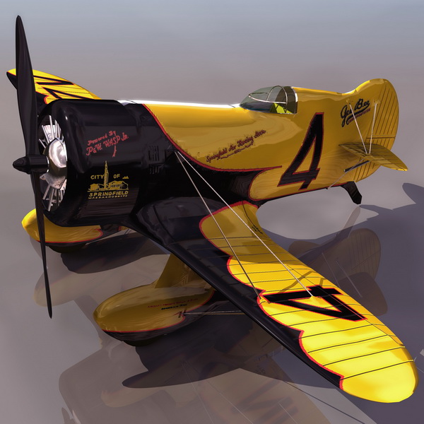 GeeBee Model Z American racing aircraft 3d rendering