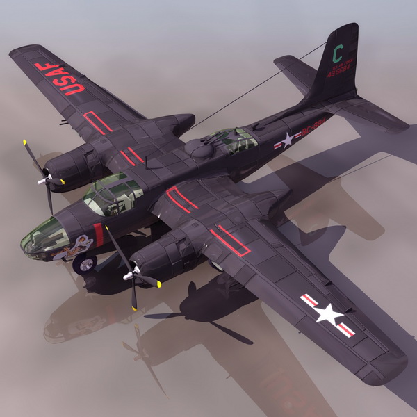 Douglas A-26 Invader bomber aircraft 3d rendering