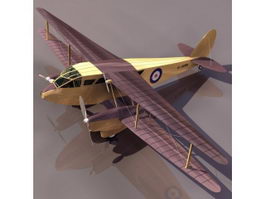 DH.89 Dragon Rapide biplane passenger airliner 3d model preview