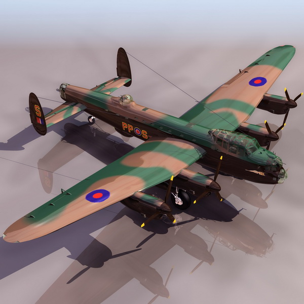 Avro Lancaster heavy bomber aircraft 3d rendering