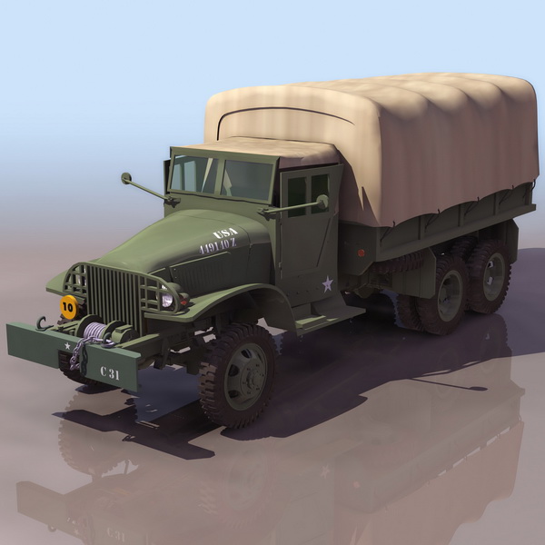 GMC military cargo truck 3d rendering