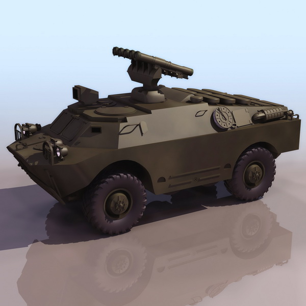 BRDM-3 wheeled anti-tank vehicle 3d rendering