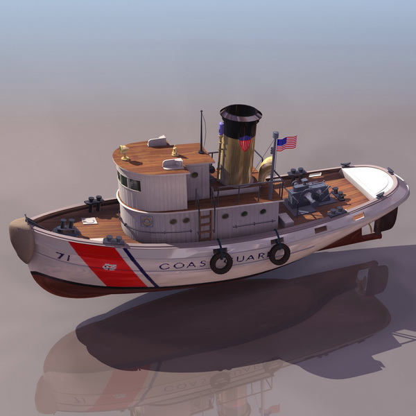 US coast guard tugboat 3d rendering