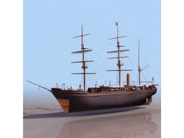 RRS discovery British research ship 3d model preview
