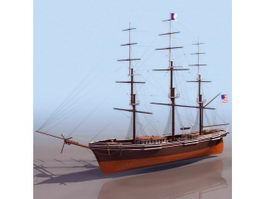 America flying cloud clipper ship 3d model preview