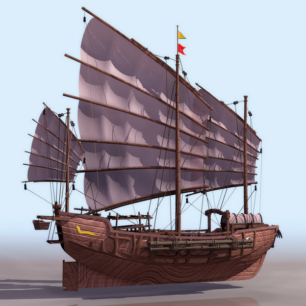 Ancient Chinese Sailing Junk Ship 3d Model 3ds Files Free