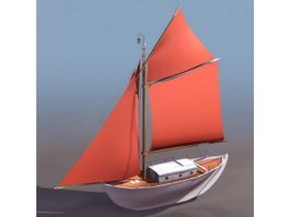 Single mast sail boat 3d model preview