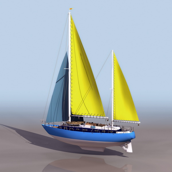 Schooner sailing ship 3d rendering