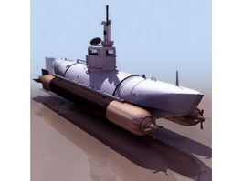 German U-7 Submarine 3d model 3ds Max files free download - modeling ...