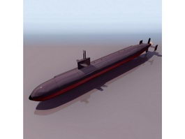USS Dallas hunter-killer submarine 3d model preview