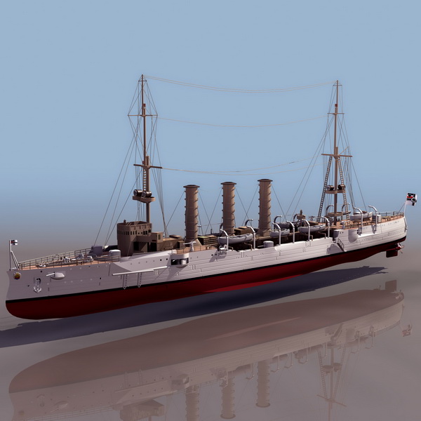 SMS Emden WWI German light cruiser 3d rendering