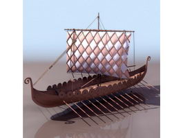 Viking age ancient warship 3d model preview