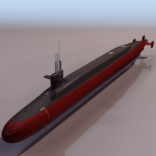 USS Ohio ballistic missile submarine 3d rendering