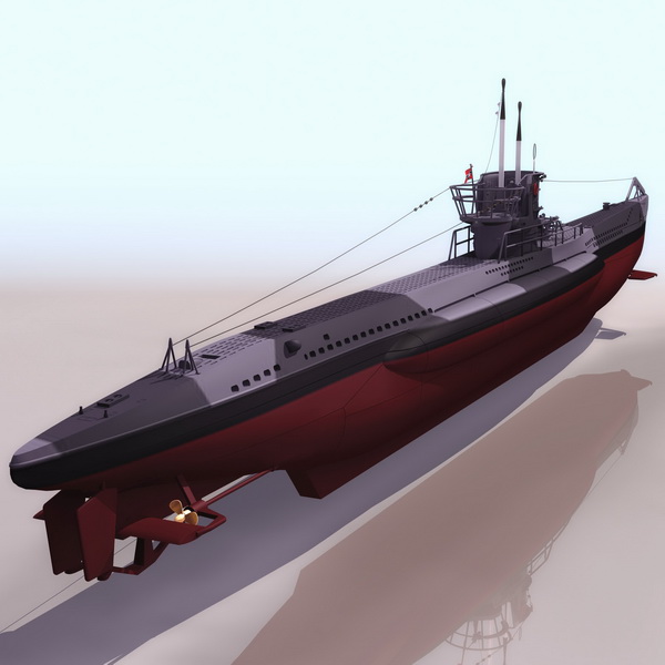 German Type VII submarine 3d model 3DS files free download 