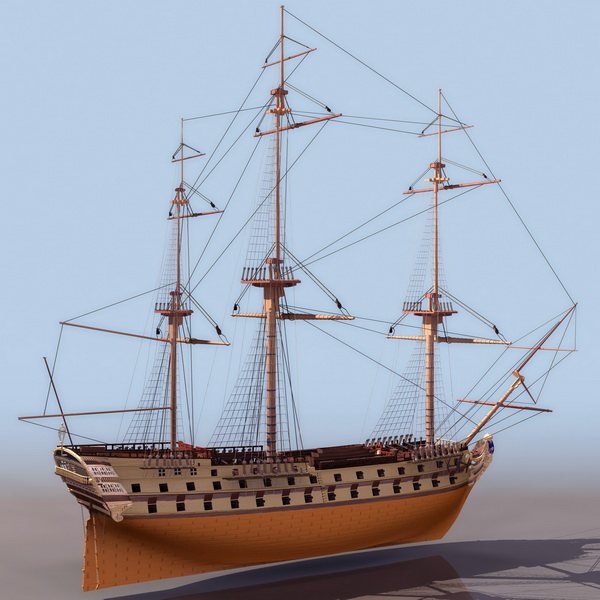1784 French ship Superbe 3d rendering
