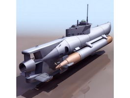 WWII German midget submarine Seehund 3d model preview