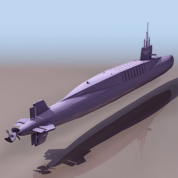 French Navy Redoutable-class submarine 3d rendering