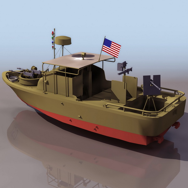 US Navy river patrol boat 3d rendering