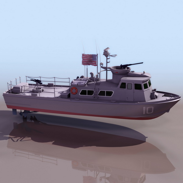 US Army patrol yacht coastal 3d rendering