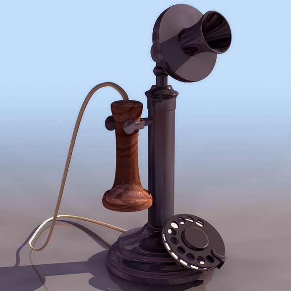 Candlestick telephone 3d rendering