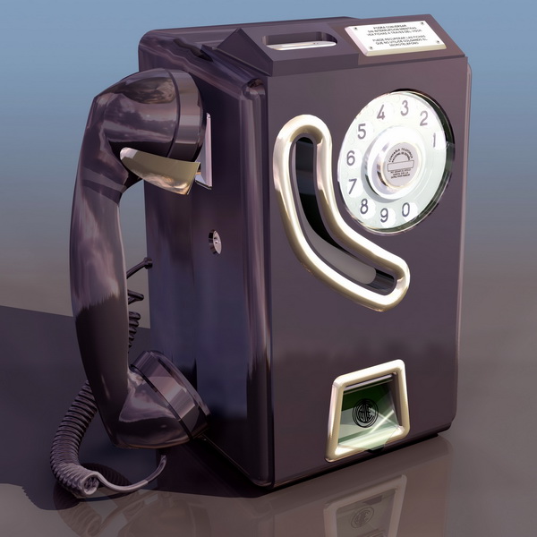 Payphone coin-operated public telephone 3d rendering