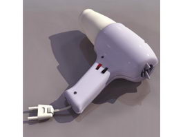 Plastic electric hair dryer 3d model preview