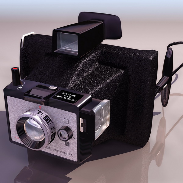 Polaroid land camera 3d rendering