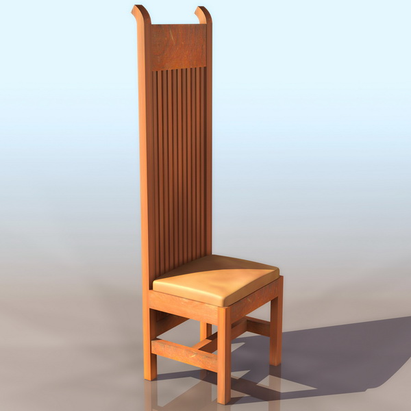 High-back dining chair 3d rendering