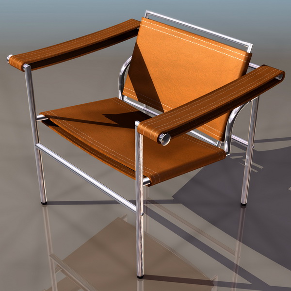 Le Corbusier cube-shaped high armchair 3d rendering