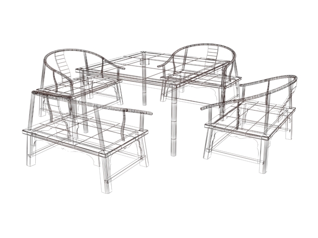 Chinese dining set 3d rendering