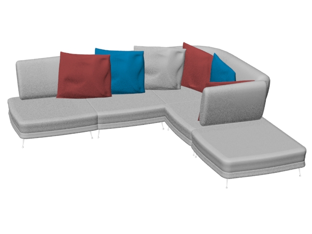 Family room sectional sofa 3d rendering