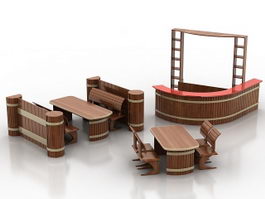 Bars and restaurants furniture sets 3d preview