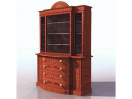 Antique satinwood bookcase 3d model preview