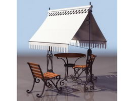 Ornamental garden furniture set 3d preview