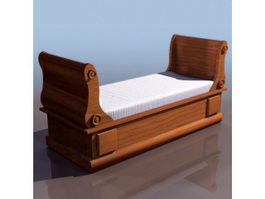19th century Biedermeier style sleigh bed 3d model preview