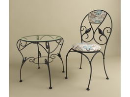 Wrought iron table and chair 3d preview