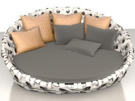 Modern rattan floor sofa 3d model preview