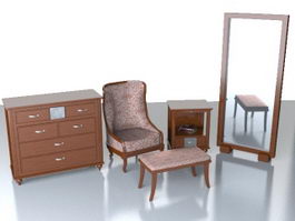 Classic home furniture set 3d preview