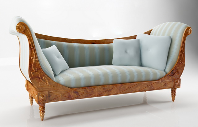 19th century upholstered settee 3d rendering