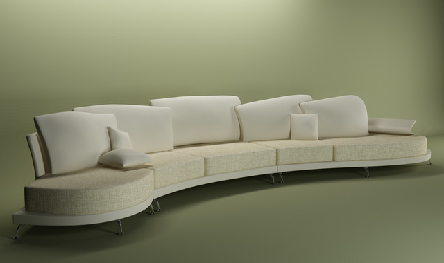 Arc-shaped sectional sofa 3d rendering