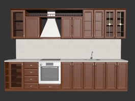 Single-file kitchen 3d model preview