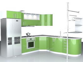 Modern L-kitchen 3d model preview