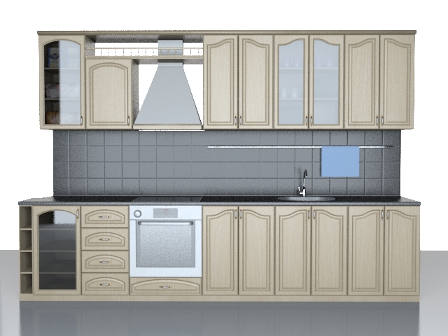Classic American kitchen design 3d rendering
