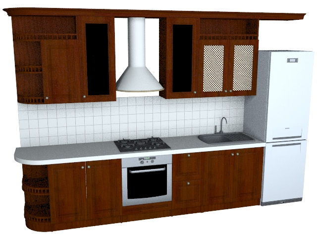 Modern residential kitchen 3d rendering