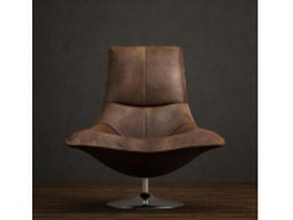 Metal base leather tulip chair 3d preview