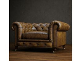 Classic leather chesterfield sofa 3d model preview